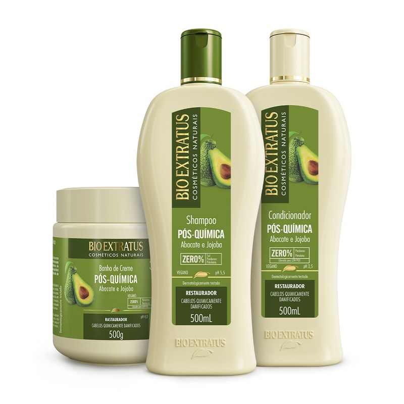 Kit-Pos-Quimica--500mL-g--Shampoo-Condicionador-e-Banho-de-Creme