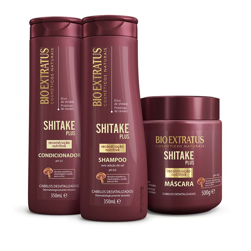  Bio Extratus Linha Shitake (Reconstrucao Nutritiva) Champú 11.8  fl oz Shitake (Reconstrucción Nutriciosa) Colección - Champú natural  brasileño Shitake Plus 11.83 fl oz : Belleza y Cuidado Personal