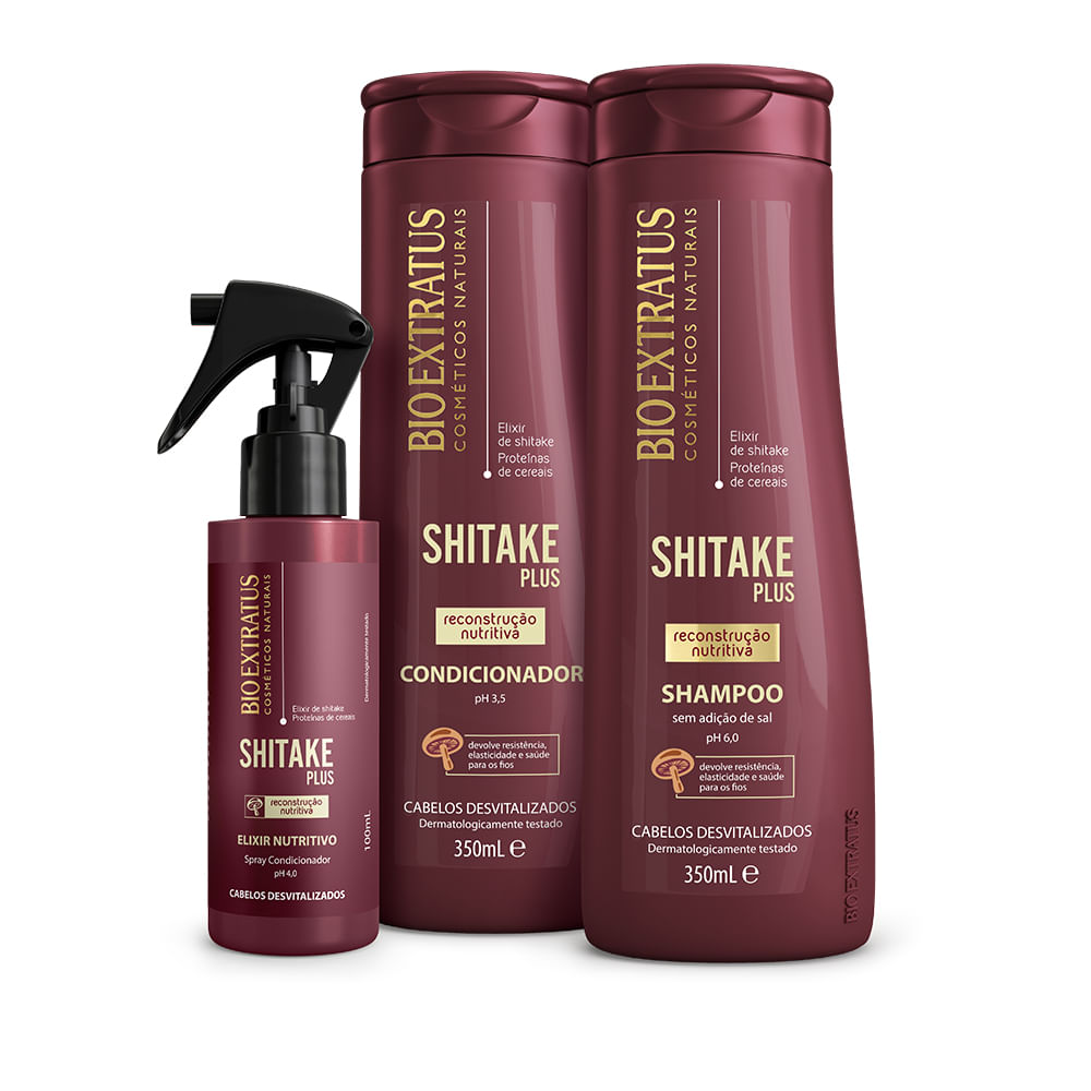  Bio Extratus Linha Shitake (Reconstrucao Nutritiva) Champú 11.8  fl oz Shitake (Reconstrucción Nutriciosa) Colección - Champú natural  brasileño Shitake Plus 11.83 fl oz : Belleza y Cuidado Personal