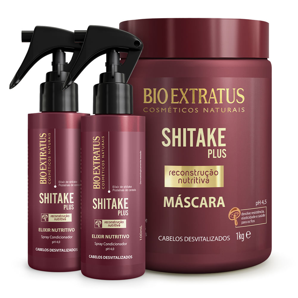 Kit 2 Shampoo limpeza Nutritiva Shitake 1 L Bio Extratus - poliitens