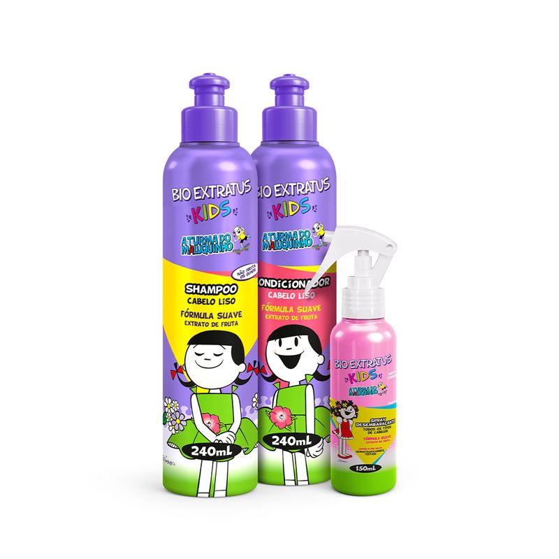 Kit-Kids-Cabelo-Liso-Shampoo-Condicionador-e-Spray-Desembaracante
